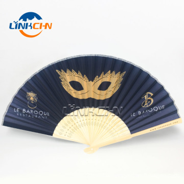 Promotional bamboo paper hand fan for gift in custom logo